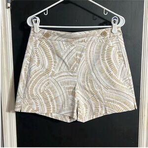 White House Black Market Beige and White Patterned Shorts